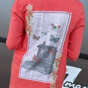 ‘The Amy’ Orange Cardigan w/ Butterfly Patch